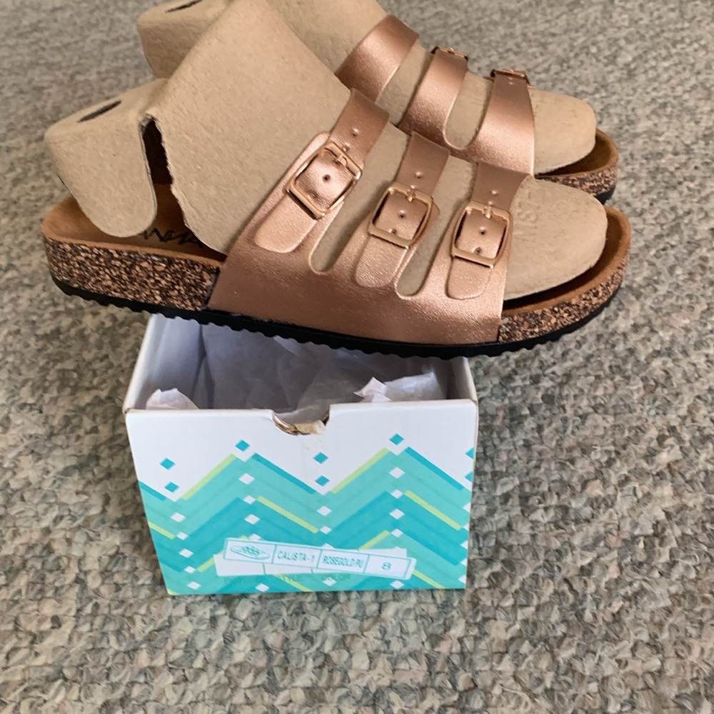 Anna Calista Rosegold Slide Sandals with Adjustable Straps 🆕